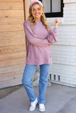 Back To Basics Mauve Jacquard Cable Pullover Top
