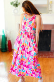 Fuchsia Floral Sleeveless Maxi Dress