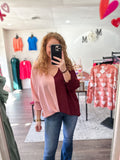 Plum/Pink Split Crepe Top