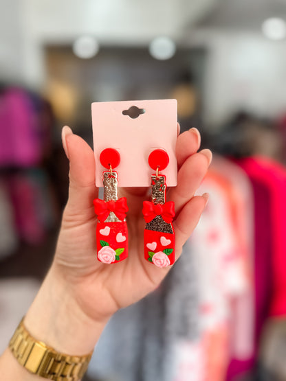 Red Champagne Clay Earrings