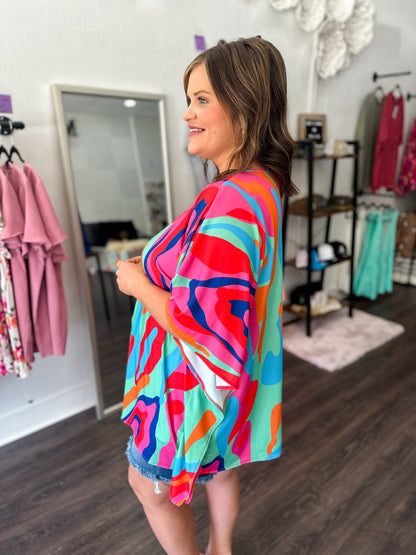 Abstract Poncho Style Top