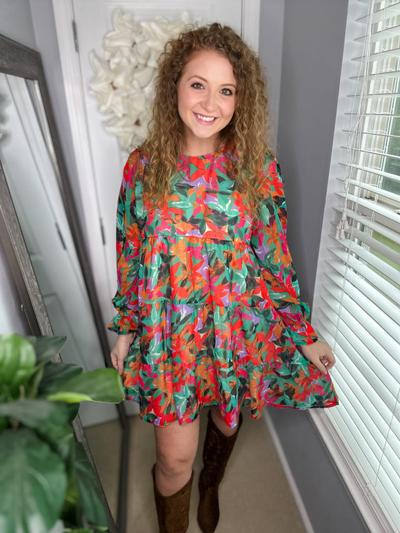 Fall Floral Tier Dress