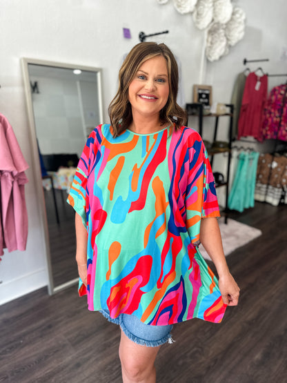 Abstract Poncho Style Top