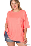 Oversize Boyfriend Pocket Tee : Neon Peach