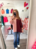 Plum/Pink Split Crepe Top