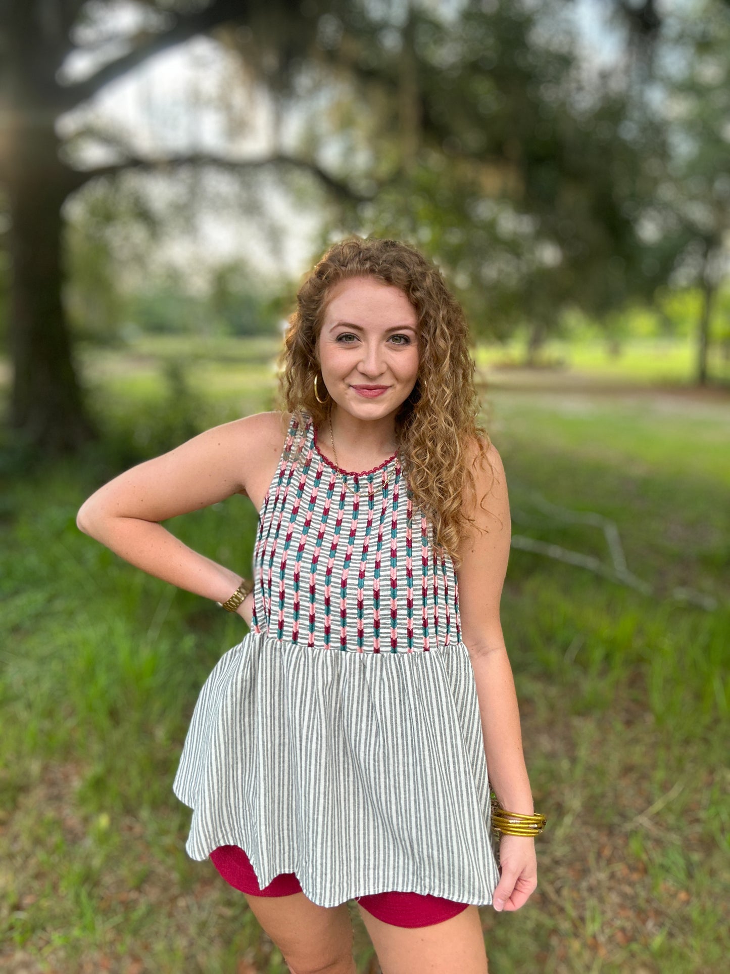 Embroidered Sleeveless Top