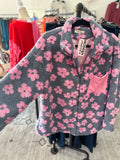 Slate/Pink Flower Sherpa Jacket