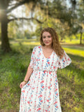 Ivory Floral Woven Maxi Dress