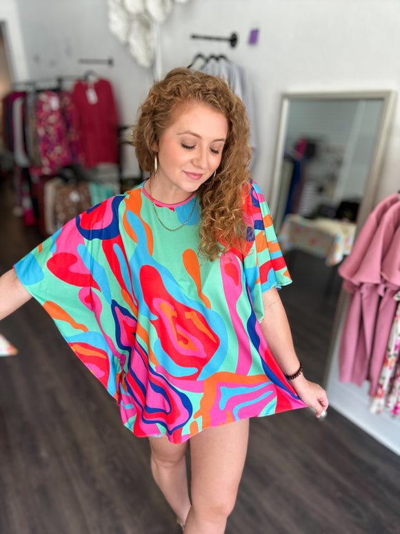 Abstract Poncho Style Top