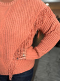 Coral Fringe Sweater
