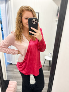 Metallic Pink Split Top