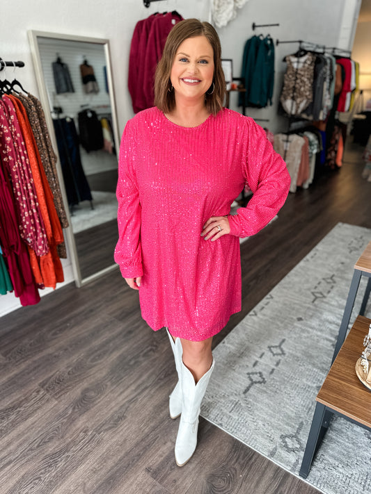 Fuchsia Sequin Mini Dress