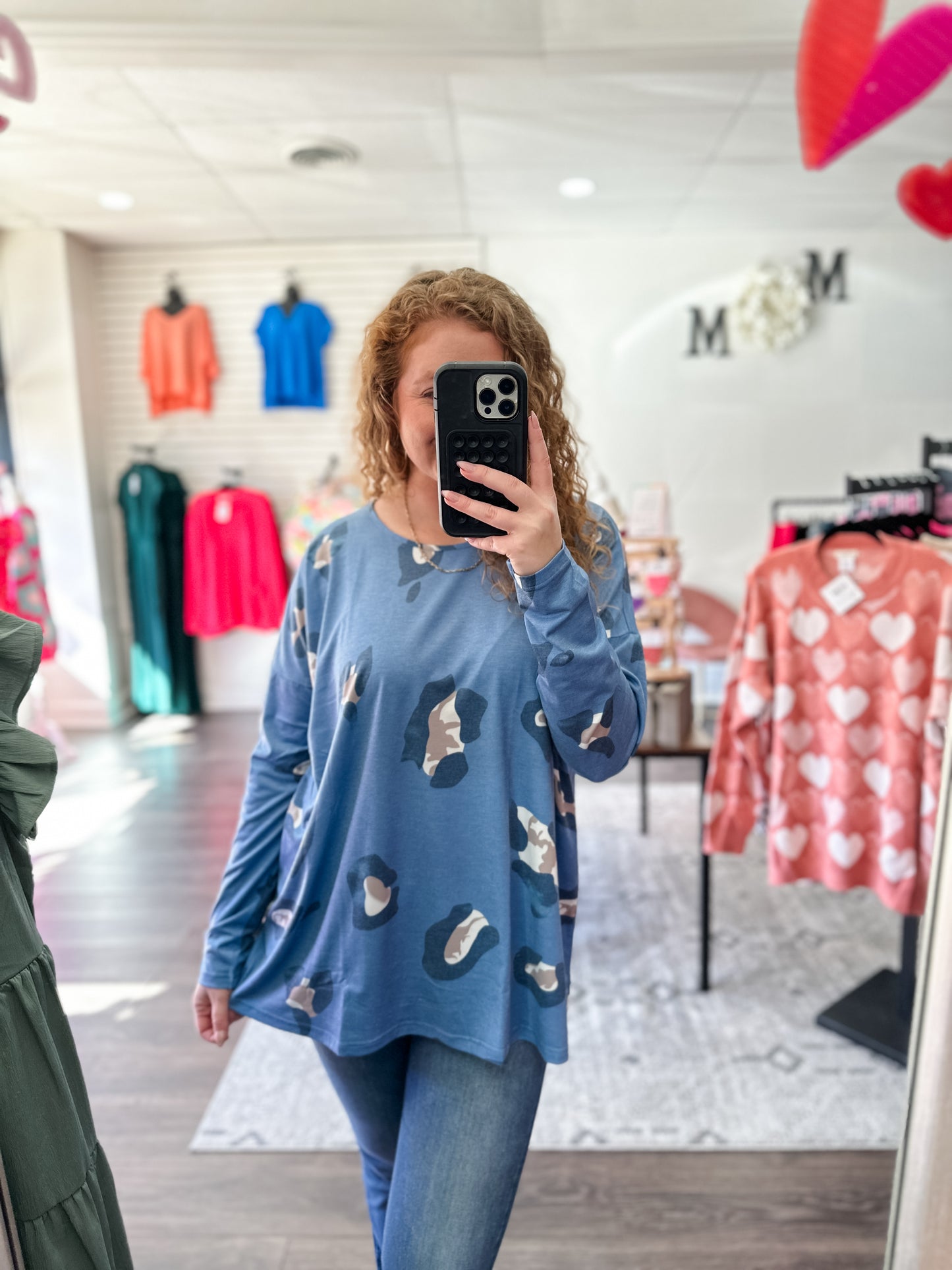 Blue Leopard Dolman Top