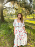 Ivory Floral Woven Maxi Dress