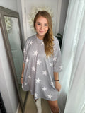 Grey & White Star T-Shirt Dress