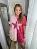 Pink/Magenta Split Star Sequin Dress