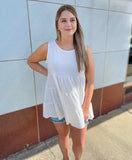 Sleeveless Tier Top : Ivory