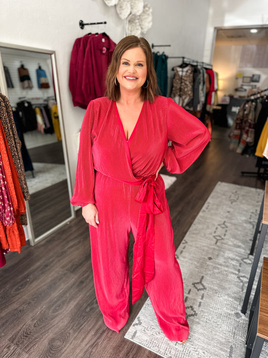 Red Wrap Jumpsuit