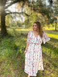 Ivory Floral Woven Maxi Dress