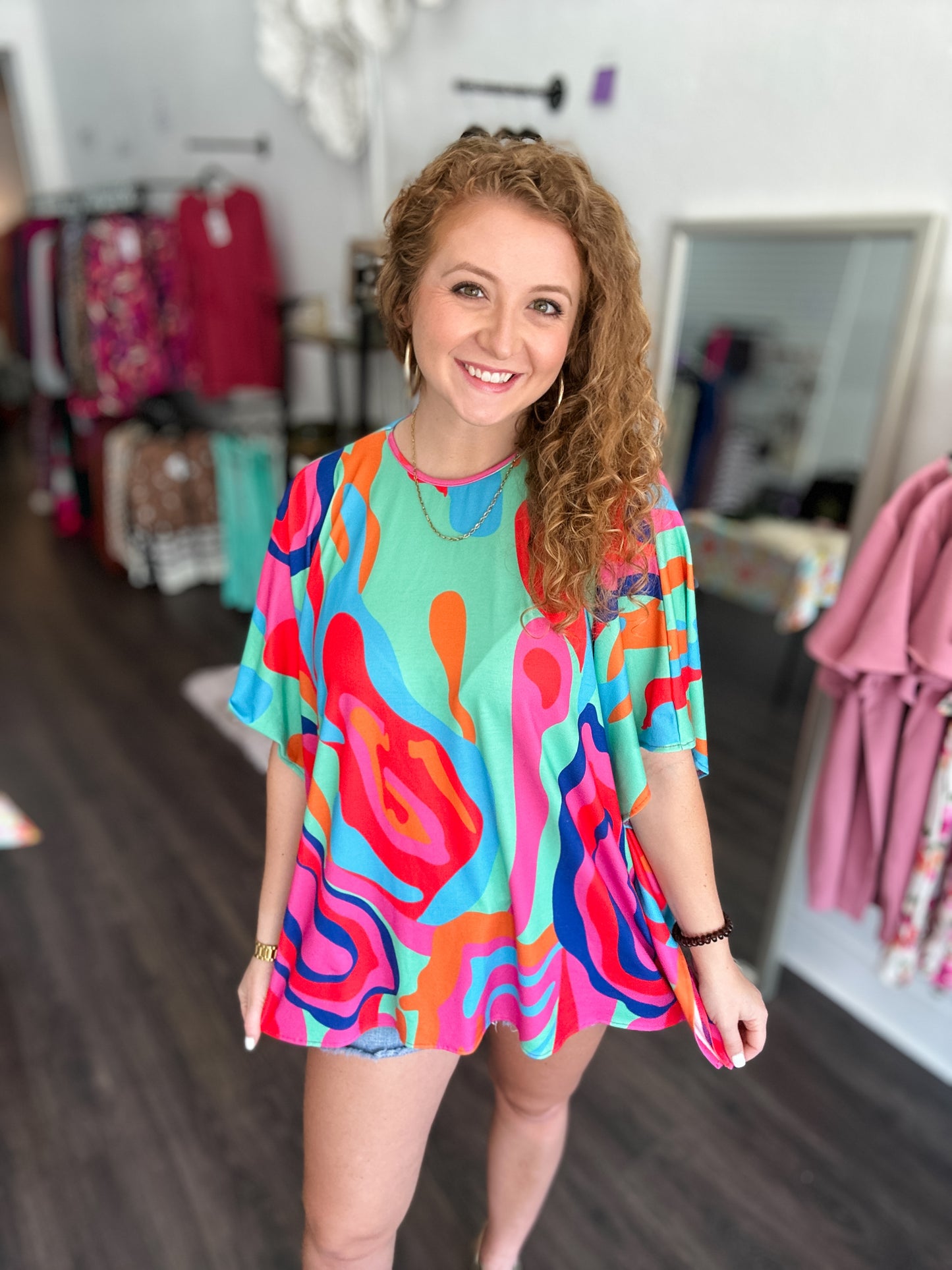 Abstract Poncho Style Top