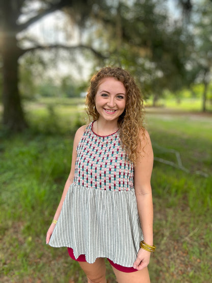 Embroidered Sleeveless Top