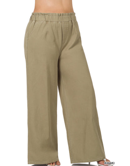 Washed Canvas Pants : Khaki