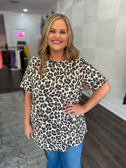 Brown Leopard Swing Top