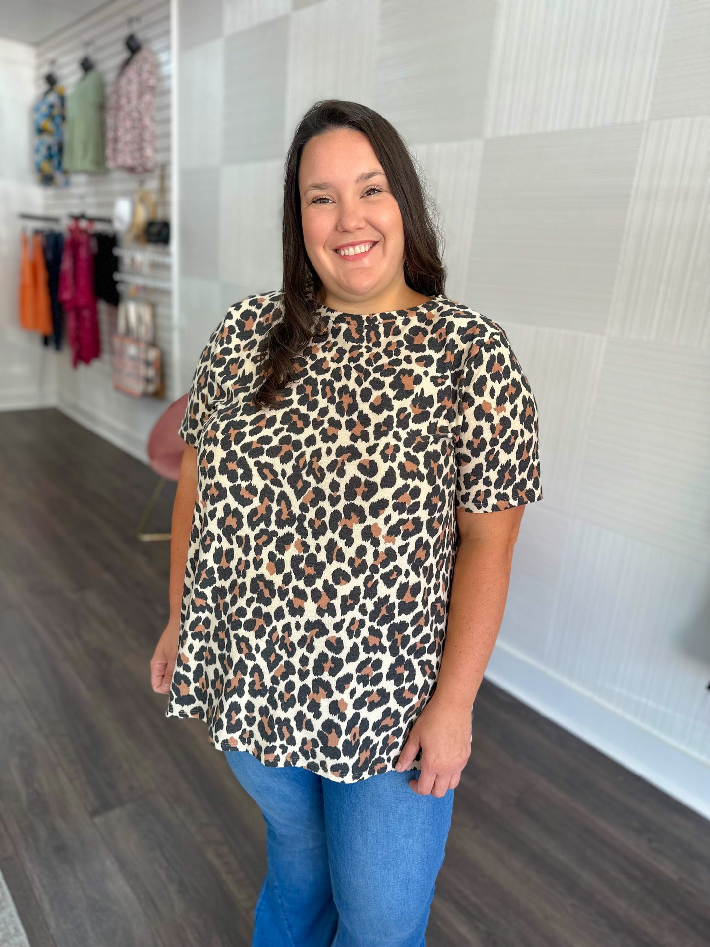 Brown Leopard Swing Top