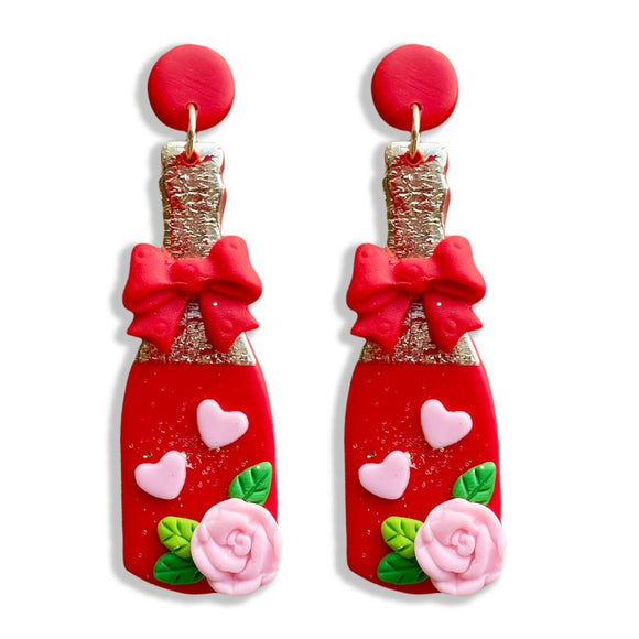 Red Champagne Clay Earrings
