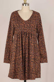 Brown Leopard Baby Doll Dress