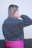 Washed Black / Pearl Accent Denim Jacket