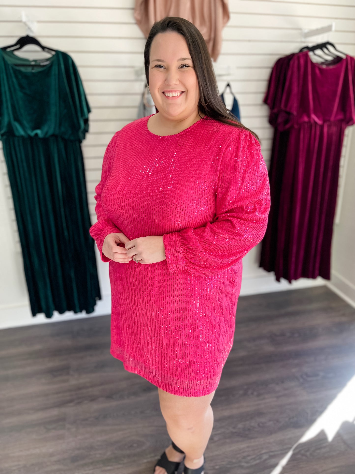 Fuchsia Sequin Mini Dress