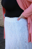 Lace Overlay Pleat Skirt : Off-White