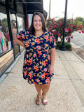Navy Floral Baby Doll Dress