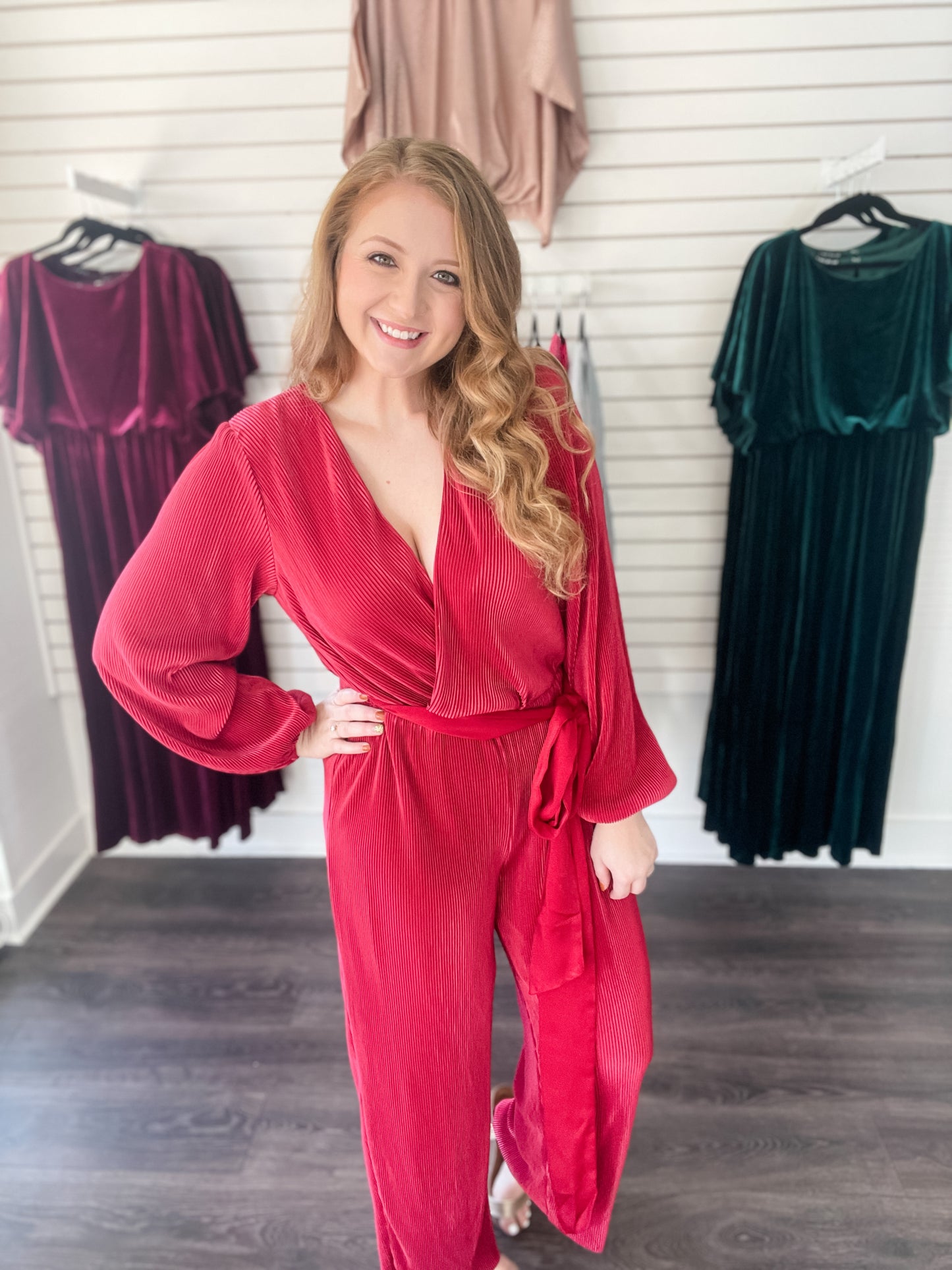 Red Wrap Jumpsuit