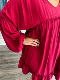 Garnet Long Sleeve Ruffle Dress