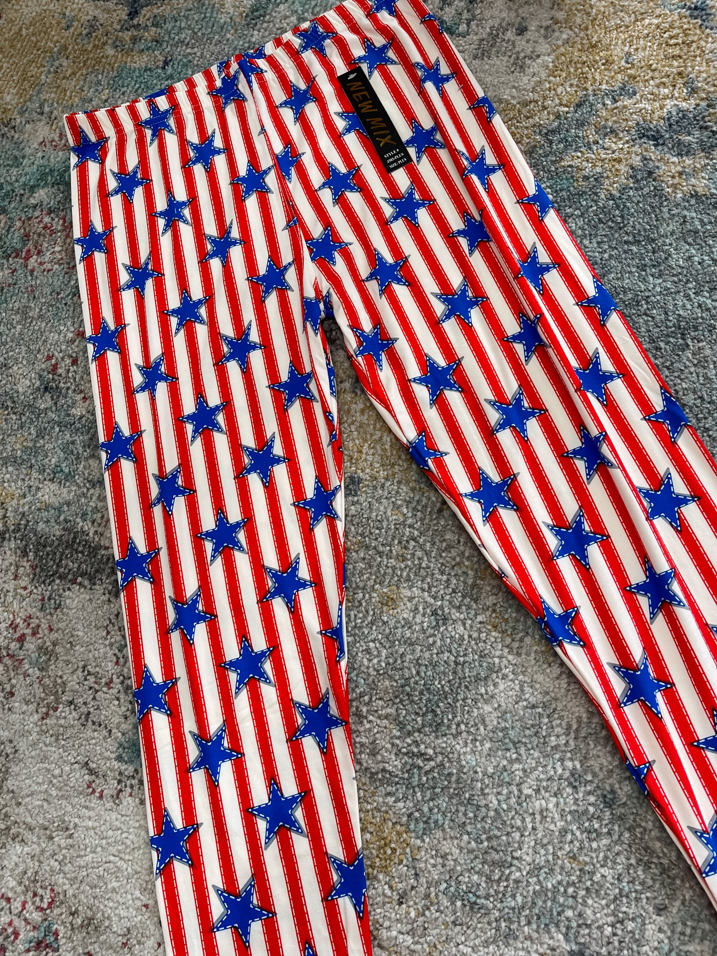 Red Stripe / Blue Star Leggings