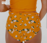Golden Mustard Floral Ruffle Bottom