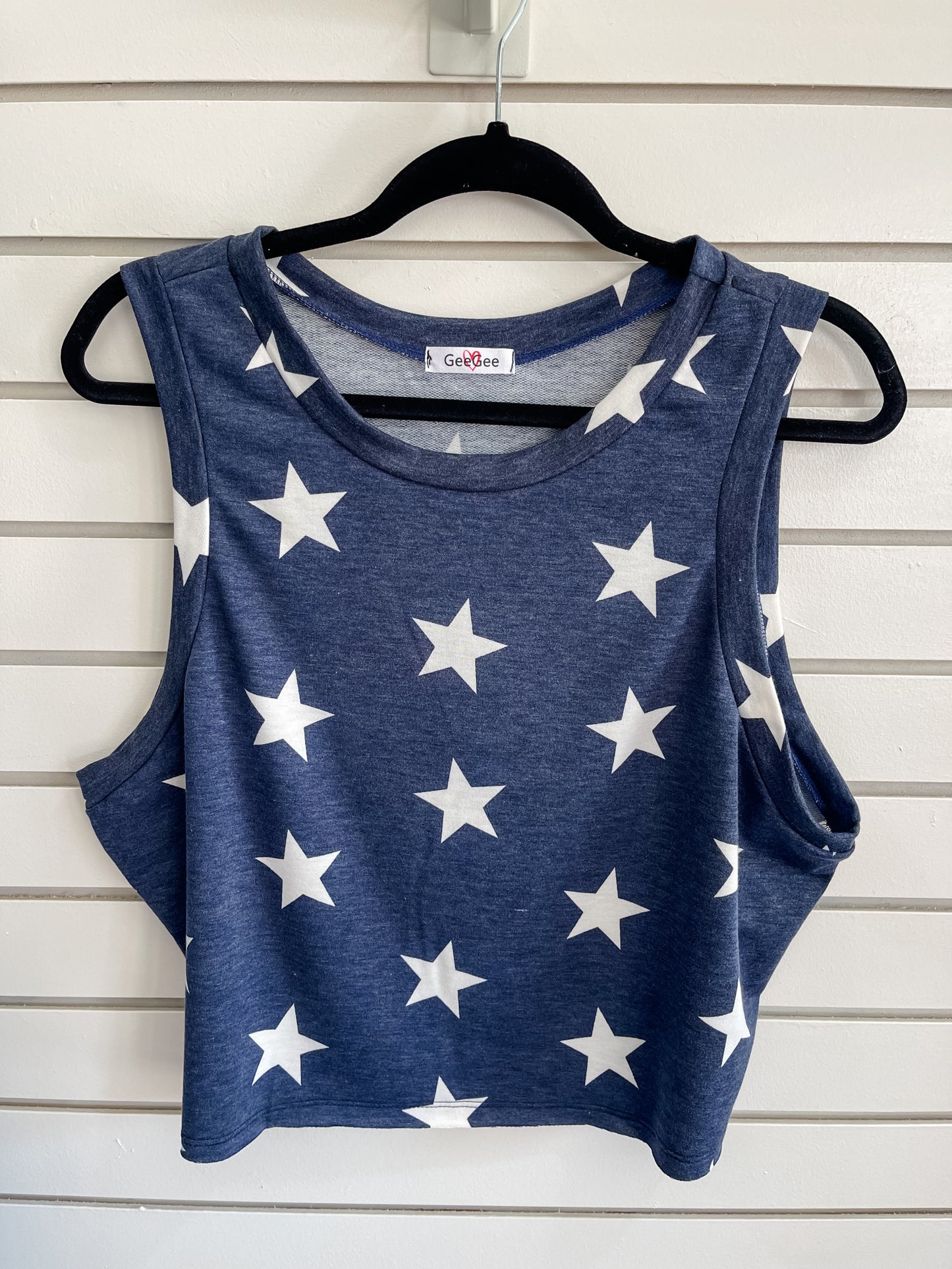 Navy Star Crop Tank