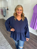 Navy Baby Doll Top