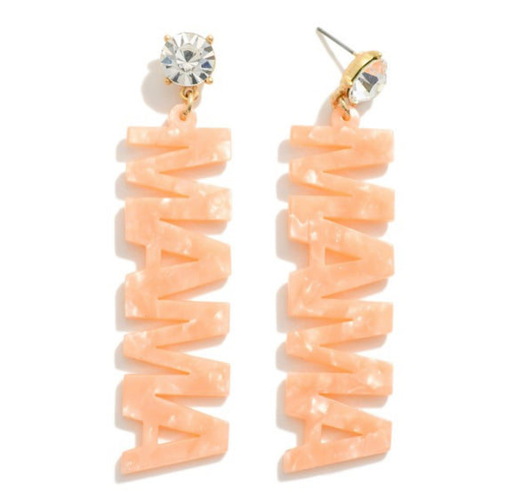 Acrylic MAMA Drop Earrings : Peach
