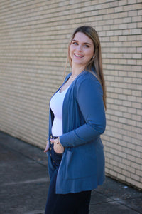 Ribbed Cardigan : Denim Blue