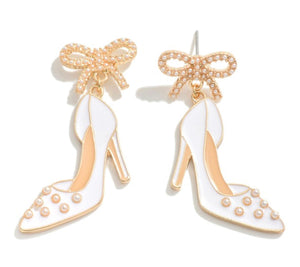 White Bridal Heel Earrings