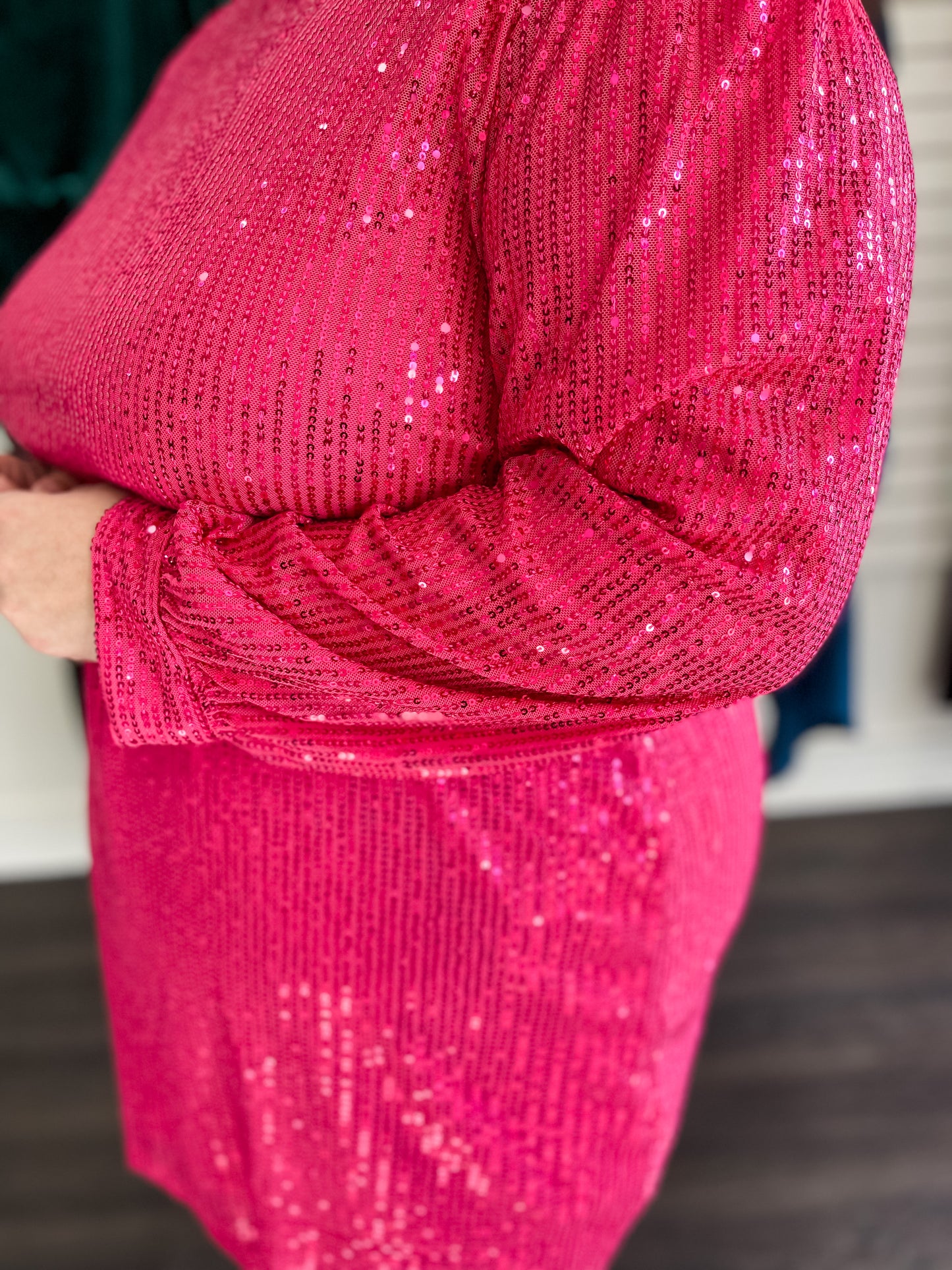 Fuchsia Sequin Mini Dress