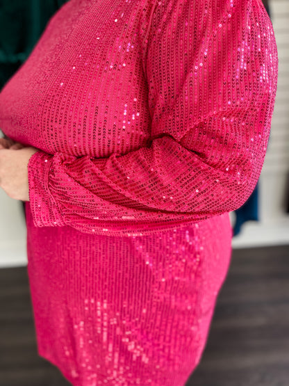 Fuchsia Sequin Mini Dress